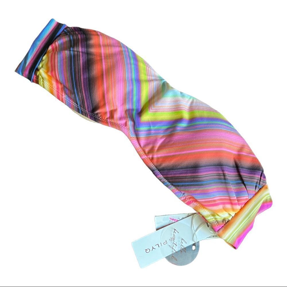 Pily Q Horizon Stripe Bandeau Bikini Top nwt